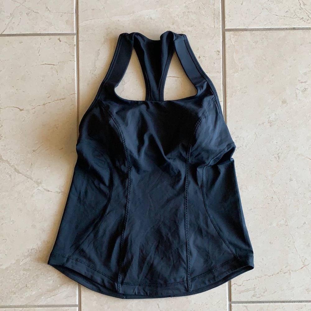 Lululemon Black Racerback Tank & Shelf Bra 8